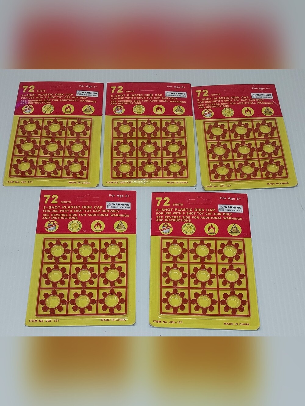Pack of 72-Shot Red Plastic Disk Caps Lot Of 5